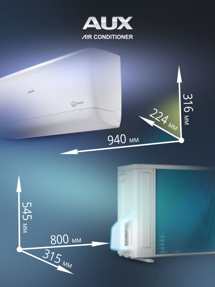 Настенная сплит-система AUX ASW-H12A4/JD-R1 + AS-H12A4/JD-R1, белый