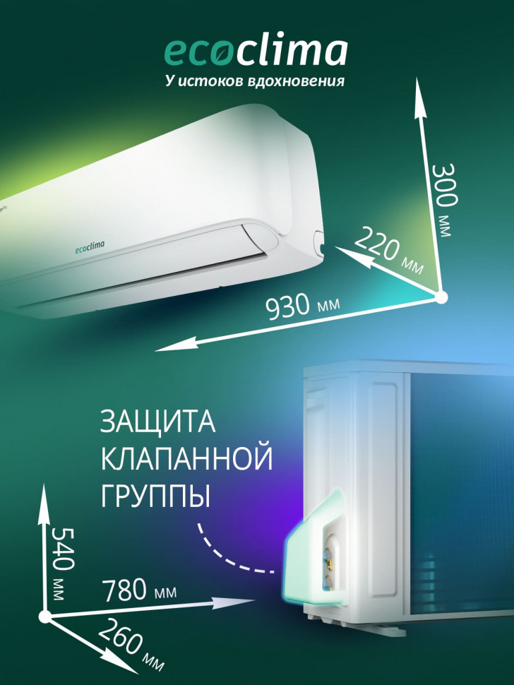 Настенная сплит-система Ecoclima ECW/I-HE18/BB-4R2 + EC/I-HE18/B-4R, белый