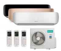 Мульти сплит-система Hisense на 3 комнаты: 3 × AMS-09UW4RVETG00(C,S,B) / AMW3-18U4RJC