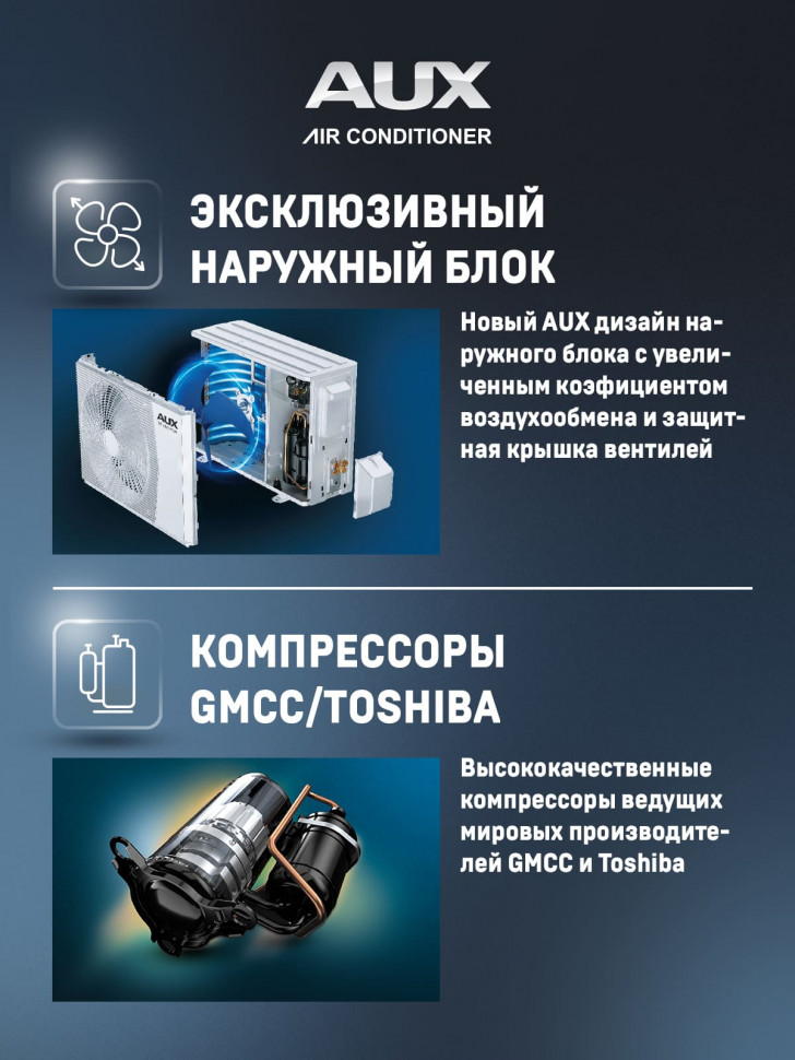 Настенная сплит-система AUX ASW-H12A4/AF-R2DI + AS-H12A4/AF-R2DI, белый